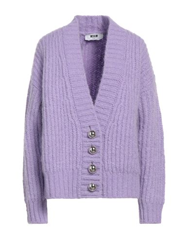 Shop Msgm Woman Cardigan Light Purple Size M Acrylic, Mohair Wool, Wool, Polyamide