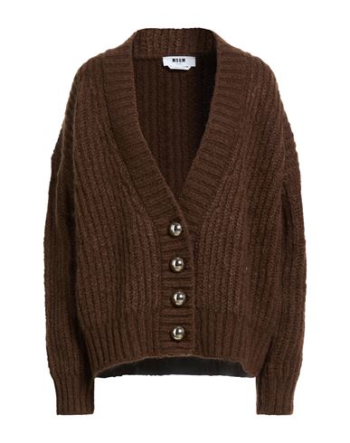 Msgm Woman Cardigan Brown Size S Acrylic, Mohair Wool, Wool, Polyamide