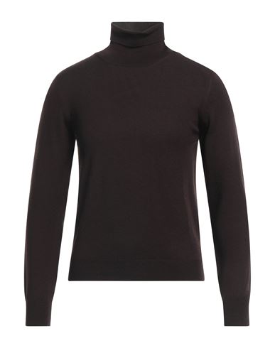 Gran Sasso Man Turtleneck Dark Brown Size 34 Virgin Wool