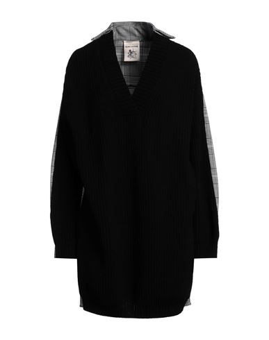 Shop Semicouture Woman Mini Dress Black Size M Wool, Polyamide, Polyester, Virgin Wool, Elastane