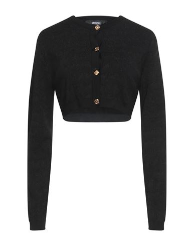 Shop Versace Woman Cardigan Black Size 10 Viscose, Polyamide, Metallic Polyester, Elastane