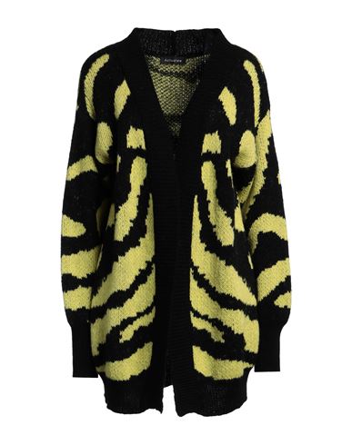 Actualee Woman Cardigan Yellow Size S Acrylic, Recycled Polyamide, Mohair Wool, Wool In Black
