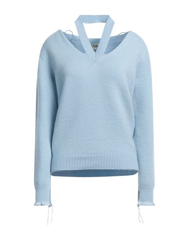 Shop Fendi Woman Sweater Sky Blue Size 8 Cashmere, Polyamide, Cotton, Polyurethane