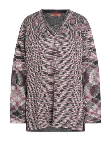 Shop Missoni Woman Sweater Fuchsia Size 6 Cotton, Viscose, Wool, Linen, Polyamide In Pink