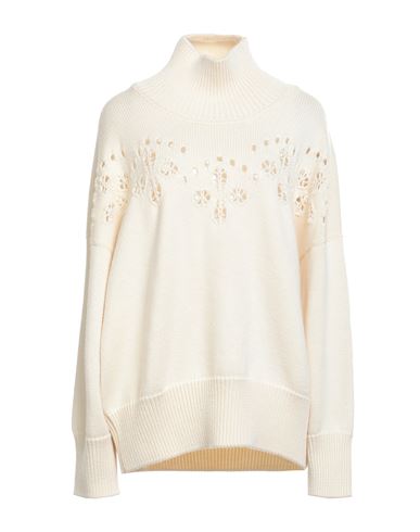 Shop Chloé Woman Turtleneck Cream Size L Wool In White