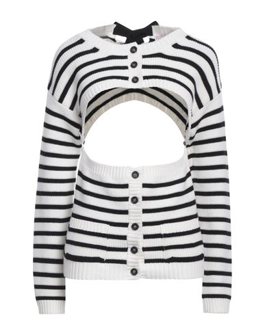 Red Valentino Woman Cardigan White Size L Virgin Wool, Cotton, Viscose In Black