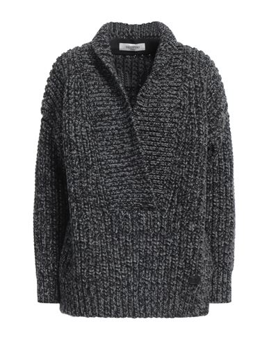 Valentino Garavani Woman Sweater Lead Size L Virgin Wool, Cashmere In Gray