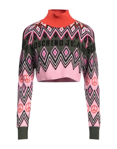Moschino Jeans Woman Turtleneck Military Green Size Xs Polyamide, Viscose, Wool, Cashmere, Acrylic In Green