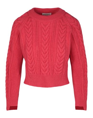 Alexander Mcqueen Cable Knit Wool Sweater Woman Sweater Pink Size L Wool