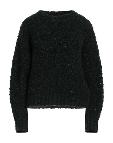 Noodle Italia Woman Sweater Dark Green Size L Acrylic, Mohair Wool, Polyester, Wool In Black