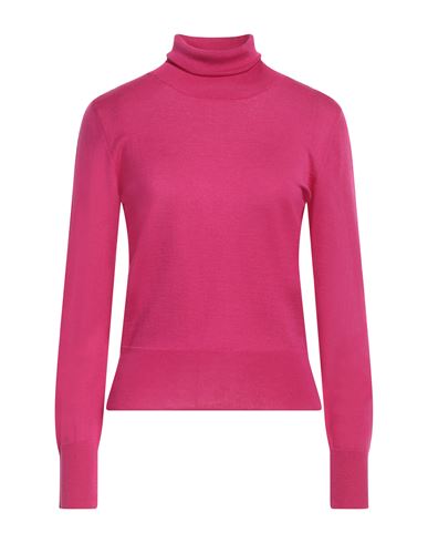 Collectors Club Woman Turtleneck Fuchsia Size M Merino Wool In Pink