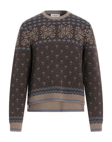 Thom Browne Man Sweater Cocoa Size 4 Virgin Wool
