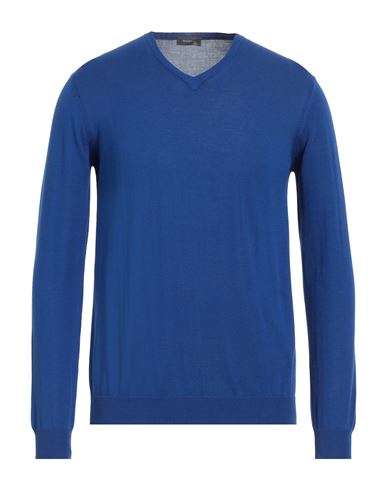 Shop Rossopuro Man Sweater Blue Size 40 Cotton