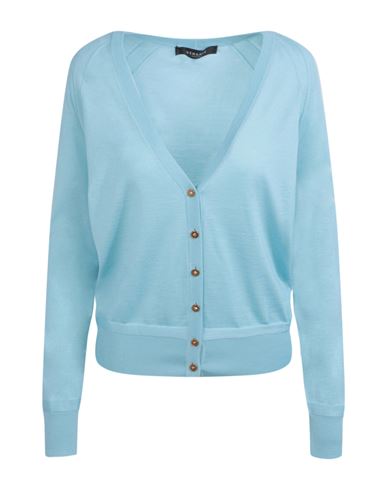 Shop Versace Lightweight Knit Cardigan Woman Cardigan Blue Size 8 Virgin Wool, Cashmere, Silk
