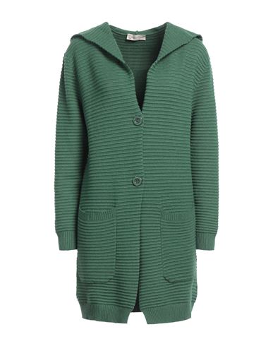 Cashmere Company Woman Cardigan Green Size 8 Wool, Cashmere, Nylon, Elastane