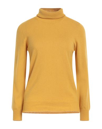 Kangra Woman Turtleneck Mustard Size 12 Wool, Silk, Cashmere In Yellow