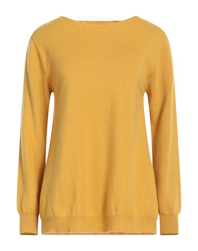 Kangra Woman Sweater Ocher Size 8 Wool, Silk, Cashmere In Yellow