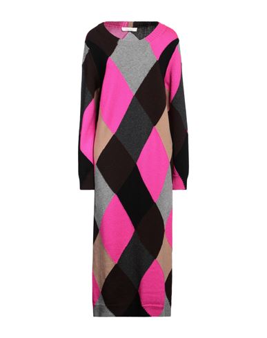 Shop Liviana Conti Woman Midi Dress Fuchsia Size 6 Cashmere, Polyamide, Wool, Virgin Wool In Pink