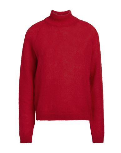 Shop Alberta Ferretti Woman Turtleneck Red Size 8 Mohair Wool, Polyamide, Virgin Wool, Elastane