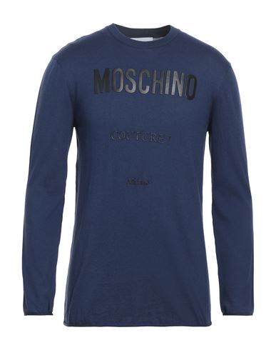 Moschino Man Sweater Navy Blue Size 40 Cotton, Cashmere