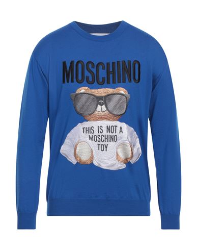Moschino Man Sweater Blue Size 40 Virgin Wool