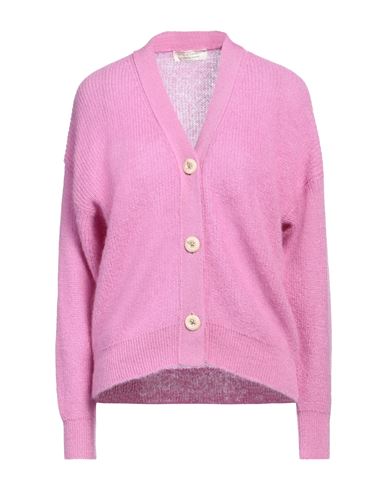Shop Filippo De Laurentiis Woman Cardigan Mauve Size L Mohair Wool, Polyamide, Wool In Purple
