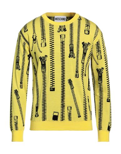 Shop Moschino Man Sweater Yellow Size 38 Virgin Wool