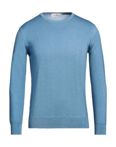 Shop Della Ciana Man Sweater Azure Size 42 Merino Wool In Blue