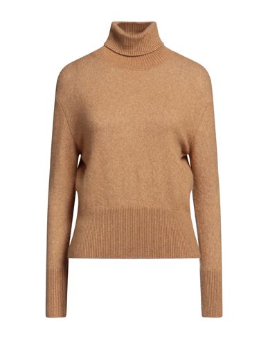 Shop Filippo De Laurentiis Woman Turtleneck Camel Size L Cashmere, Silk, Polyester In Beige