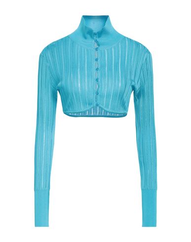 Shop Alaïa Woman Cardigan Azure Size 8 Viscose, Polyamide, Polyurethane In Blue
