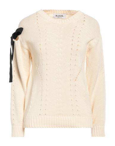 Blugirl Blumarine Woman Sweater Cream Size L Cotton In Neutral
