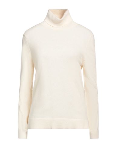 Barbour Woman Turtleneck Ivory Size 10 Wool, Cotton In White
