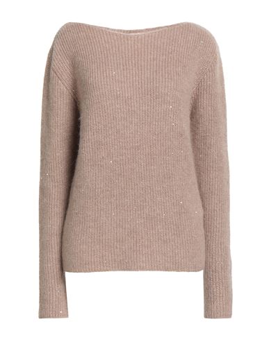 Gentryportofino Woman Sweater Camel Size 8 Alpaca Wool, Mohair Wool, Viscose, Polyamide, Polyester In Beige