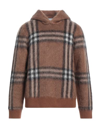 Shop Burberry Man Sweater Camel Size L Wool, Mohair Wool, Polyamide, Cashmere In Beige
