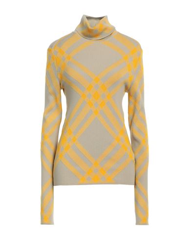 Shop Burberry Woman Turtleneck Yellow Size L Wool, Polyester, Polyimide