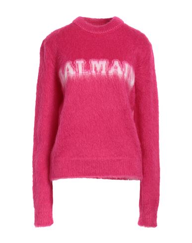 Shop Balmain Woman Sweater Fuchsia Size 8 Mohair Wool, Polyamide, Virgin Wool, Wool