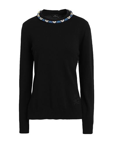Etro Woman Sweater Black Size 8 Virgin Wool, Viscose, Cashmere, Cotton, Polyester