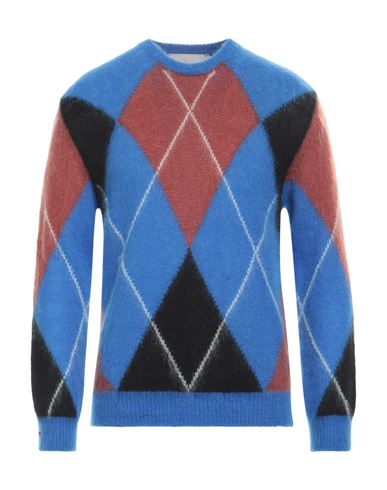 Amaranto Man Sweater Blue Size Xxl Mohair Wool, Polyamide, Wool