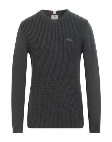 Shop Aeronautica Militare Man Sweater Lead Size Xl Cotton In Grey