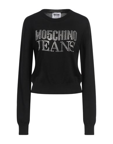 Moschino Jeans Rhinestone-embellished Wool-blend Jumper In Black