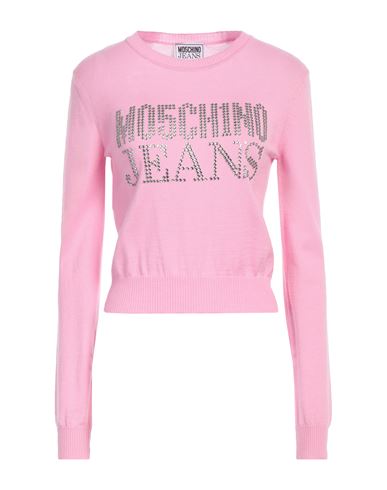Moschino Jeans Crystal-embellished Logo Sweatshirt In Pink
