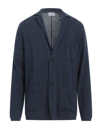 Shop Scaglione Man Cardigan Navy Blue Size Xxl Merino Wool