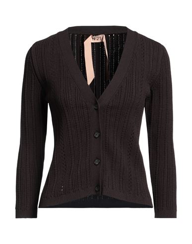 N°21 Woman Cardigan Dark Brown Size 10 Viscose, Polyester