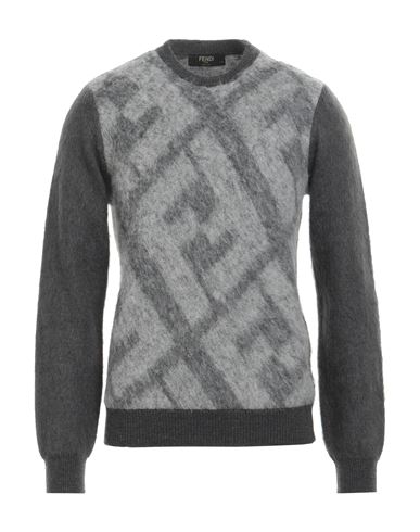 Fendi Man Sweater Grey Size 42 Virgin Wool, Mohair Wool, Polyamide, Acrylic, Alpaca Wool In Gray