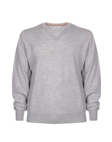 Shop Brunello Cucinelli Pullover Man Sweater Grey Size 46 Wool