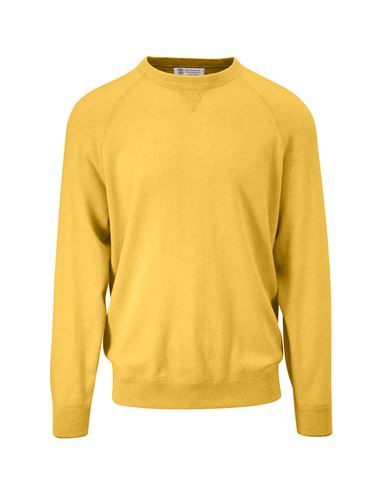 Shop Brunello Cucinelli Pullover Man Sweater Yellow Size 44 Cashmere