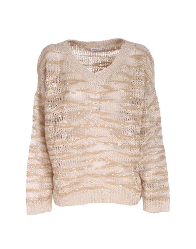 Shop Brunello Cucinelli Pullover Woman Sweater Beige Size L Silk