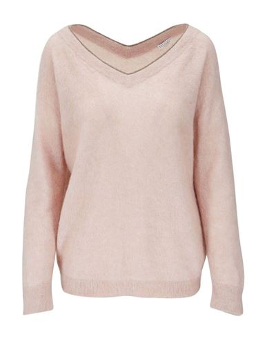 Shop Brunello Cucinelli Pullover Woman Sweater Pastel Pink Size S Mohair Wool