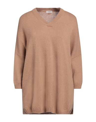 Shop Agnona Woman Sweater Camel Size L Wool, Cashmere, Silk In Beige