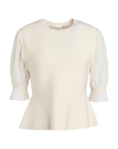 Chloé Woman Sweater Cream Size S Wool, Cashmere, Polyamide, Elastane In White
